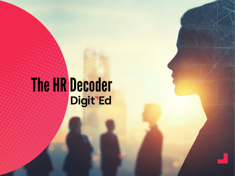 Immagine di copertina di The HR Decoder: La Matematica del Retention Rate raffigurante profili di uomini e donne con sfondo grattacieli business illuminati dal tramonto