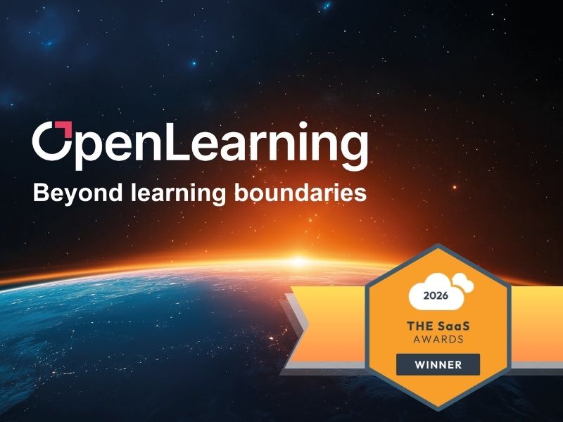 OpenLearning, vincitrice dei The SaaS Awards 2026, su sfondo spaziale.