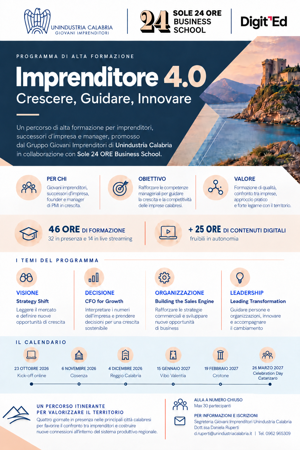Imprenditore 4.0_flyer Flyer descrittivo del programma Imprenditore 4.0 per Unindustria Calabria